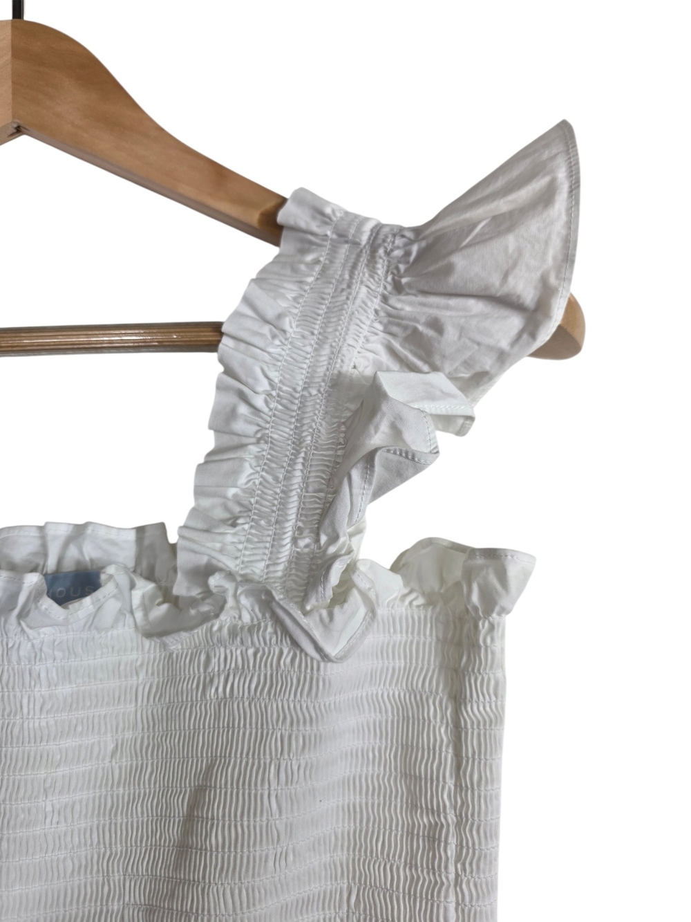 Hill House The Paz nap White Smocked Ruffle Peplum Top - Picture 3 of 11